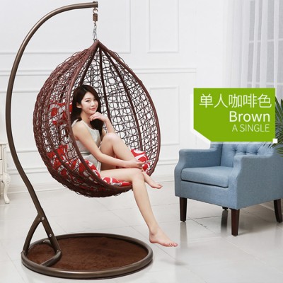 Bedroom rattan wicker cane hanging egg swing chair with stand Cane Hang chair